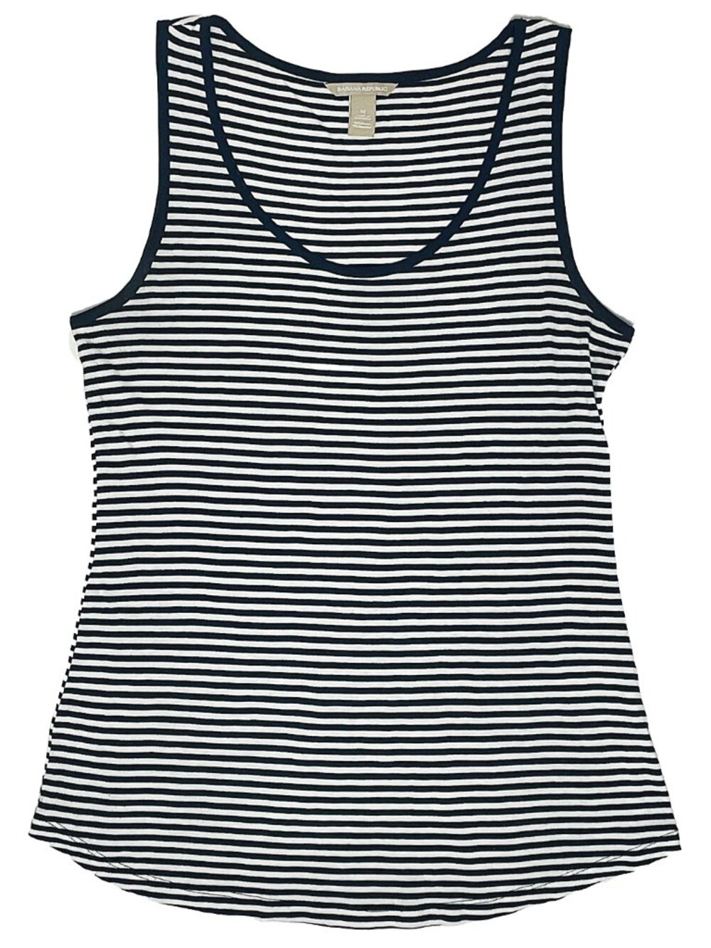 Navy White Striped Scoop Neck Tank Top Rayon Blend Banana Republic M